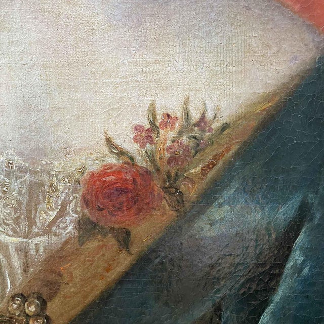 Portrait of a Lady in a Blue Dress, 1794, Oil on Canvas, Framed For Sale - Image 3 of 7