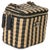 Boho Chic Black Beige Raffia Jute Striped Mini Vanity Case With Chain For Sale - Image 3 of 9
