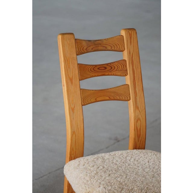 Brutalist Modern Danish Chairs in Pine & Shearling Lambswool, 1970s, Set of 12 For Sale - Image 15 of 18