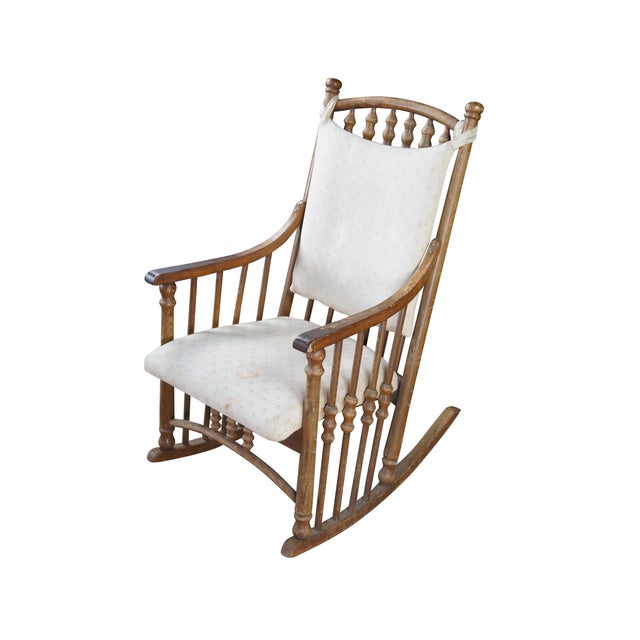 Virginia House American Victorian Revival Oak Spindle Back Rocking Chair Rocker, Circa 1960s Dimensions: 30" x 39.5"h x...