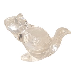 Vintage Heavy Lead Crystal Squirrel Bowl For Sale