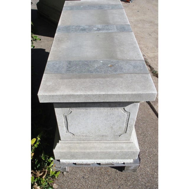 Stone Pair of Large Italian Neoclassical Style Pedestals in Carved Limestone For Sale - Image 7 of 18