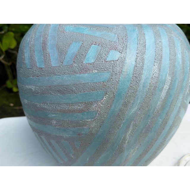 Vintage Handcrafted Geometric Table Lamp + Shade For Sale - Image 10 of 12