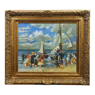 Mid 19th Century The Return of the Boating Party Oil Painting After Pierre Auguste Renoir 34" For Sale