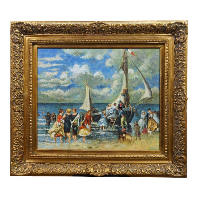 Mid 19th Century The Return of the Boating Party Oil Painting After Pierre Auguste Renoir 34" For Sale