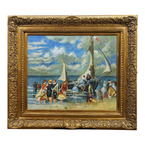 Mid 19th Century The Return of the Boating Party Oil Painting After Pierre Auguste Renoir 34"