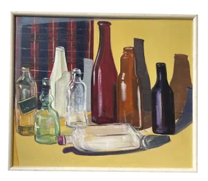 Bottles, 1970s, Oil on Canvas, Framed