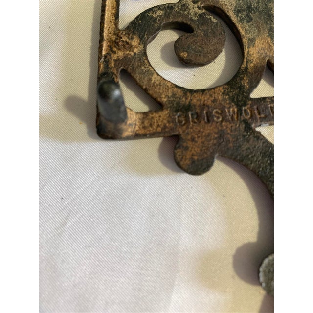 Metal Early 20th Century Griswold Cast Iron Trivet With Ornate Scrollwork For Sale - Image 7 of 12