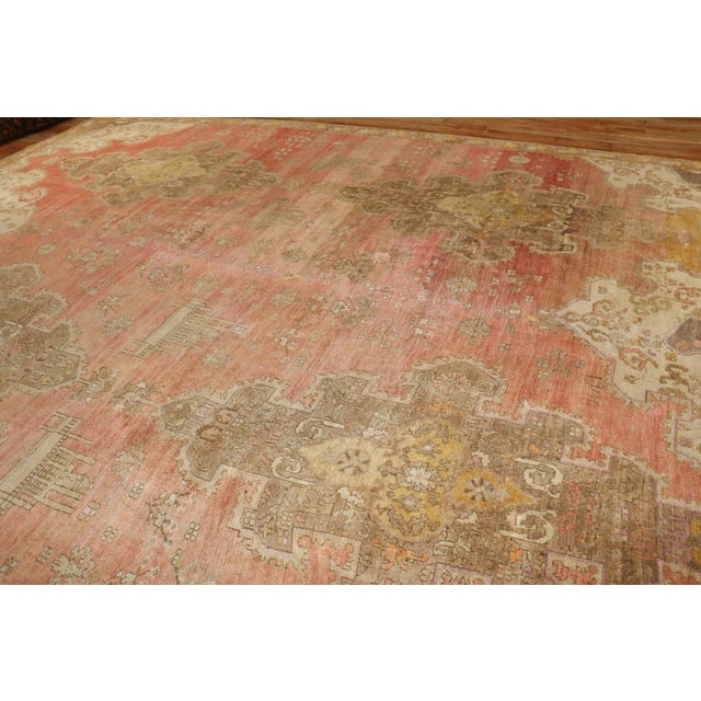Asian Antique Early 20th Century Zabihi Collection Large Scale Pink Turkish Kars Oversize Rug - 11'11" x 15' For Sale - Image 3 of 12