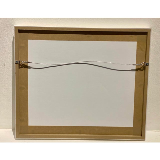 Abstract Contemporary Abstract Blue Geometric Gouache Drawing Framed For Sale - Image 3 of 3