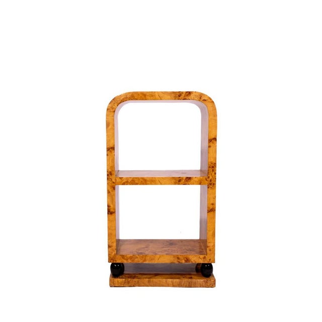 Art Deco Burl Walnut Two-Tier Side Table For Sale - Image 3 of 6