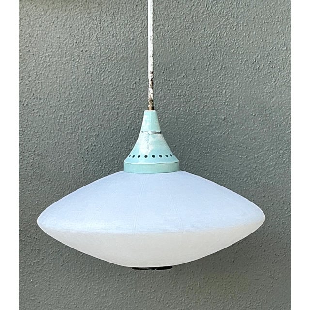Turquoise Vintage Mid-Century Modern Pendant Lamp For Sale - Image 8 of 12