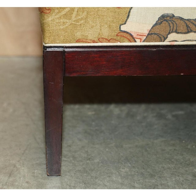 Wood Three Piece Suite Sofa & Armchairs in Mulberry Flying Ducks by George Smith Norris, Set of 3 For Sale - Image 7 of 18