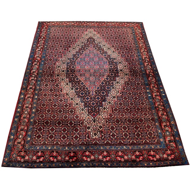 Antique Persian Tabriz Carpet, Wine Red, Ivory, Navy, Handmade Oriental Rug For Sale - Image 9 of 9