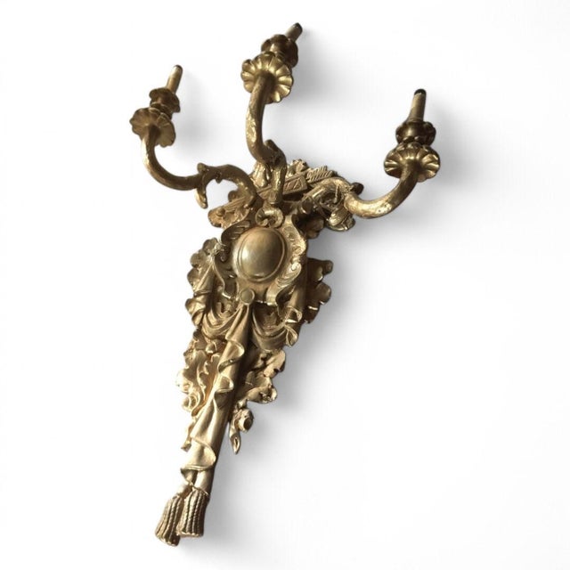 Metal Antique Oversized Neoclassical Style Wall Sconces - Pair For Sale - Image 7 of 10