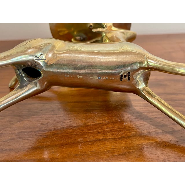Metal Vintage Brass Deer Candle Holders - A Pair For Sale - Image 7 of 8