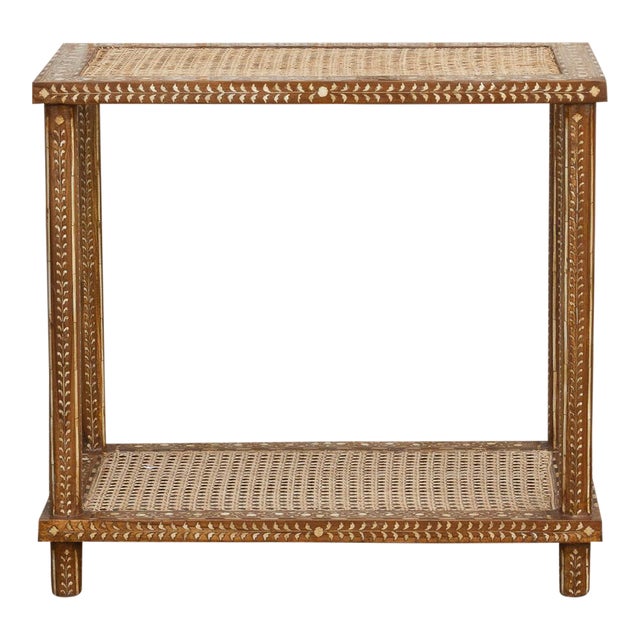 Colonial Cane & Inlaid Tea Side Table Chairish