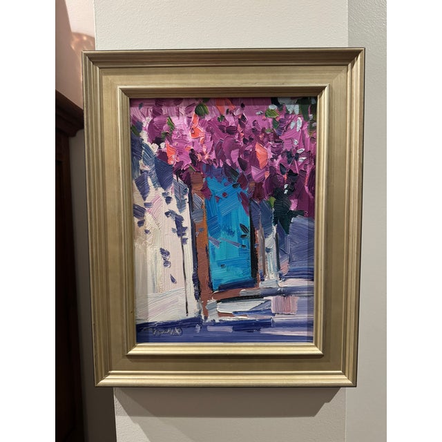 2020s 2022 Oil Post-Impressionist Jose Trujillo Original Flowered Doorway, Framed For Sale - Image 5 of 8