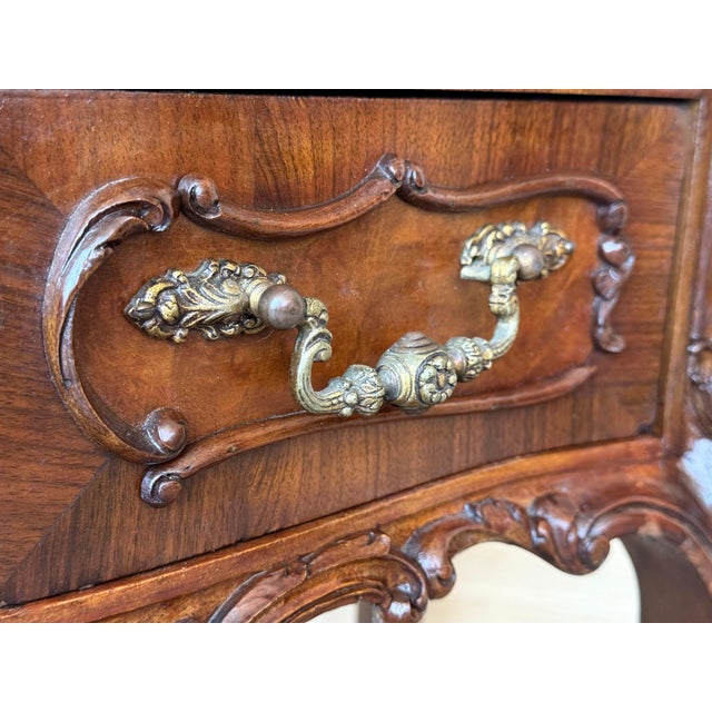 Carved French Nightstands with doors and Marble Top, 1930s, Set of 2 For Sale - Image 11 of 18