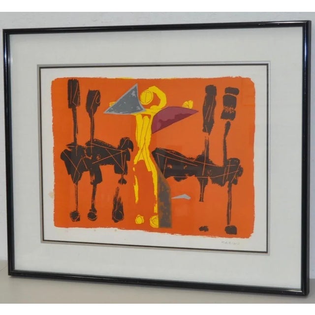 Marino Marini (Italian, 1901-1980) "Chevaux et Cavaliers" Artist Proof Pencil Signed c.1970 Fantastic 1970 lithograph by...