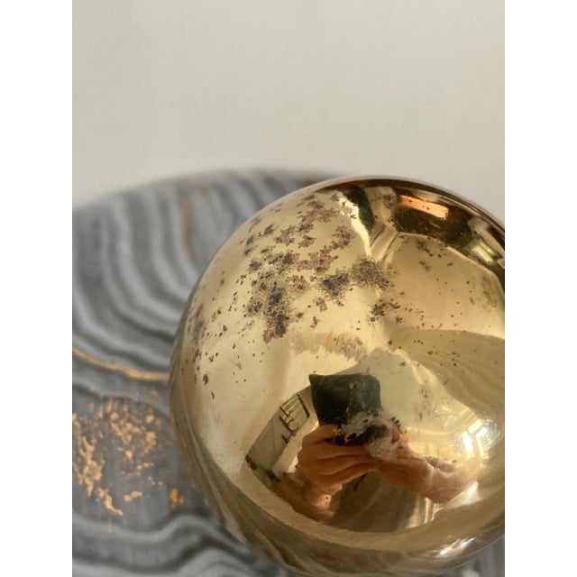 Chelsea House Marbled Gray Porcelain Lidded Urn With Gold Highlights, 2010s For Sale - Image 10 of 12