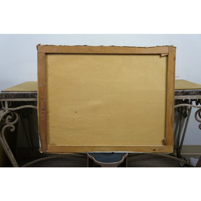 Vintage v Blanch Costa Brava Spanish Coastal Seascape Oil Painting 37" For Sale - Image 6 of 12