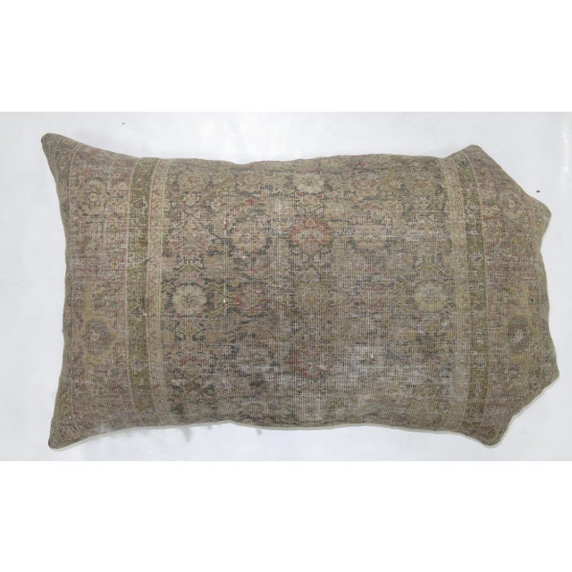 Late 20th Century Curvilinear Shaped Antique Persian Malayer Rug Pillow For Sale - Image 5 of 5