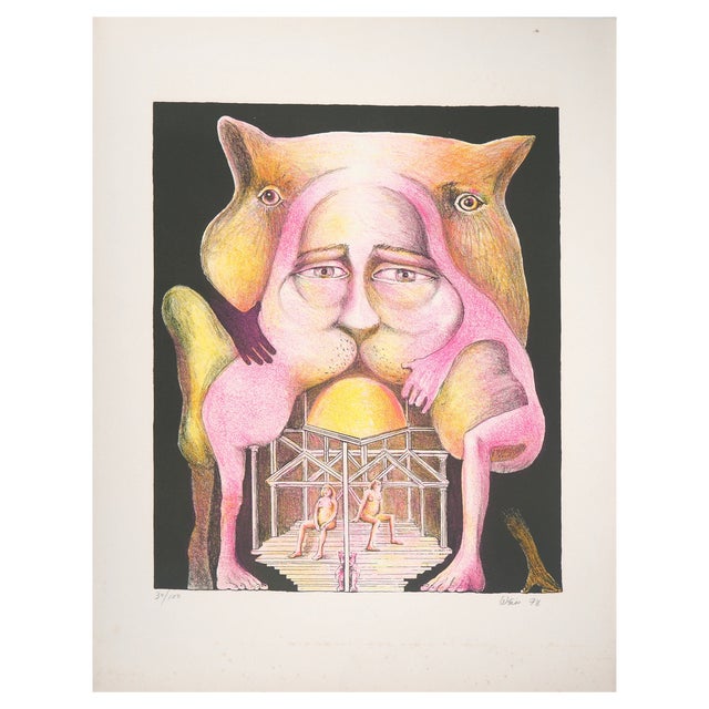 Hugh Weiss, The Cat Man, 1978, Original Lithograph For Sale