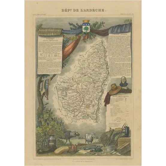 Antique Map of the Department of Ardèche For Sale - Image 6 of 6