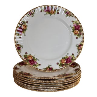 Vintage Royal Albert Old Country Roses Dinner Plates - Set of 8 For Sale