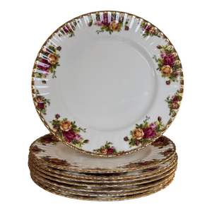Vintage Royal Albert Old Country Roses Dinner Plates - Set of 8