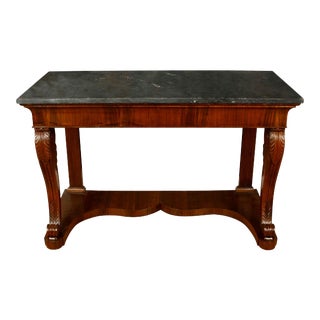 Walnut and Gray Marble Empire Console, circa 1880 For Sale