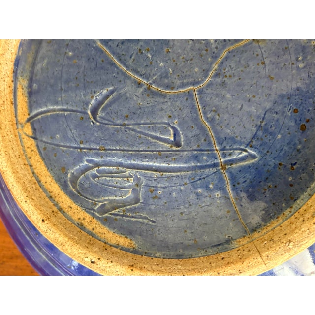 Ceramic Vintage Signed Studio Pottery Cobalt Blue Centerpiece Bowl For Sale - Image 7 of 8