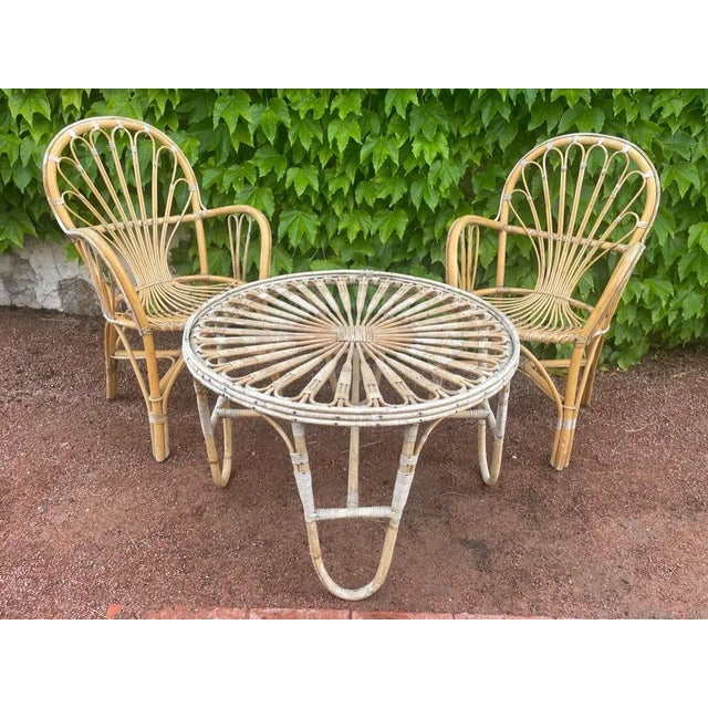 Set of Mid-Century Dutch Rattan Armchairs, 1950s For Sale - Image 3 of 9