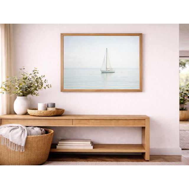 Not Yet Made - Made To Order Soft Coastal Sailboat, Minimalist Seascape Art Print, 36″ × 24″ For Sale - Image 5 of 6