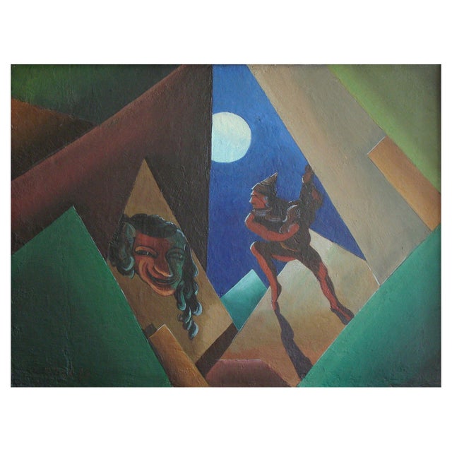 Jekabs Bine, Harlequin, 1923, Oil on Canvas For Sale