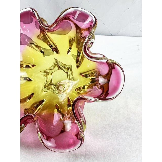 Captivating vintage glass bowl, designed by Czech glass artist Josef Hospodka that is a timeless piece of mid-century...