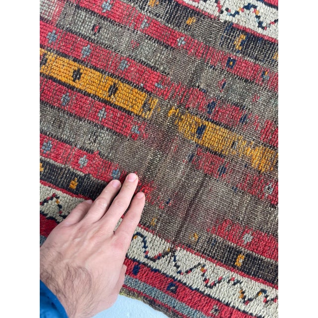 Early 20th Century Pure Wool Striped Caucasian Rug Mat 1.9 x 2.9 For Sale - Image 4 of 8