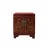 Chinese Distressed Brick Red Flower Birds Graphic End Table Nightstand For Sale In San Francisco - Image 6 of 6