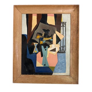 Mid 20th Century Cubist Still Life With Fish For Sale