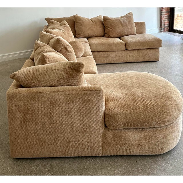 Wood Vintage Kreiss Boucle Chenille Sectional Sofa For Sale - Image 7 of 12