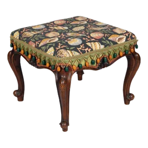 English 19th Century Walnut Upholstered Stool