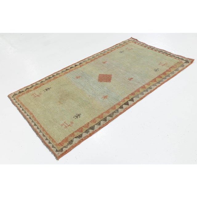 Beige Modern Minimalist Persian Gabbeh Wool Runner – Earthy Beige & Rust Tribal Motif For Sale - Image 8 of 8