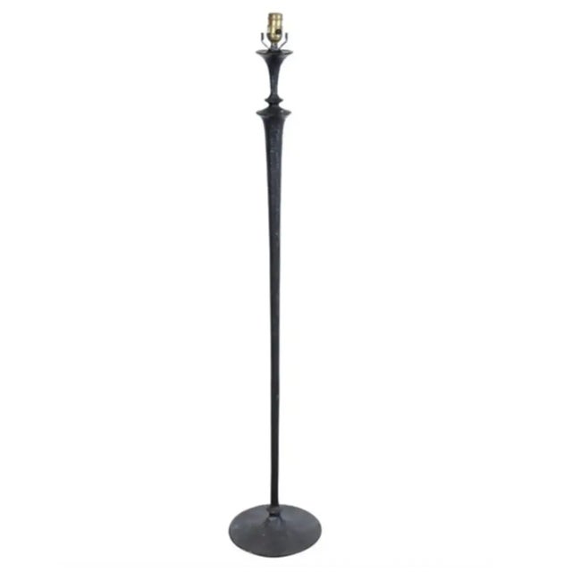Diego Giacometti 1980s Modern Giacometti Style Solid Bronze Standing Floor Lamp For Sale - Image 4 of 4
