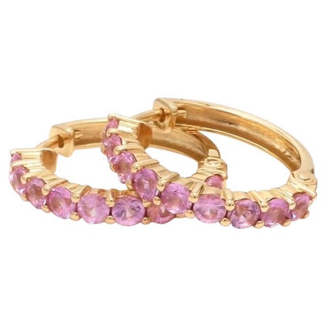 Early 21st Century 1.91 CTs Natural pink sapphire earrings in 18k gold For Sale - Image 5 of 18