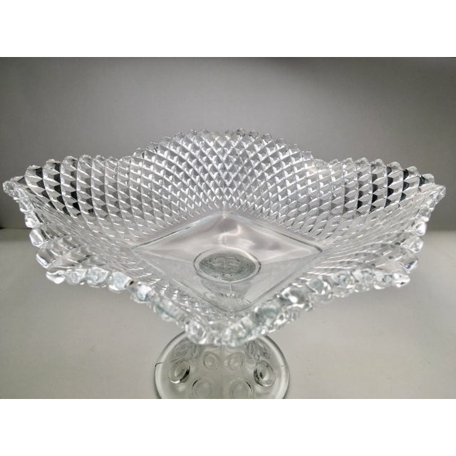 1950s L. E. Smith Diamond Point Ruffle Edged Compote Dish For Sale - Image 4 of 10