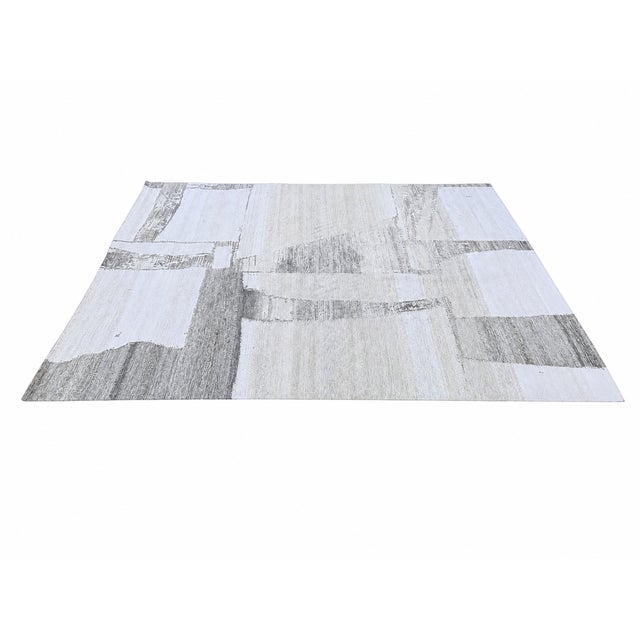 Rh Nihal Wool Rug – 10' × 14' Multi Grey | 100% Hand-Spun Wool | Hand-Knotted | Abstract Geometric Design | Made in Nepal For Sale - Image 9 of 18