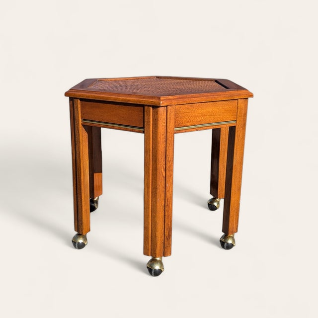 1970s Mersman Mid-Century Hexagonal Wood Side Table For Sale In Los Angeles - Image 6 of 16
