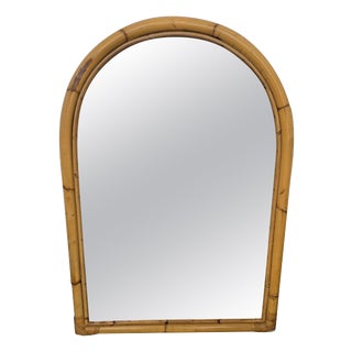 Vintage Italian Bamboo Rattan Wall Mirror, 1960s For Sale