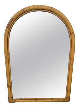 Vintage Italian Bamboo Rattan Wall Mirror, 1960s